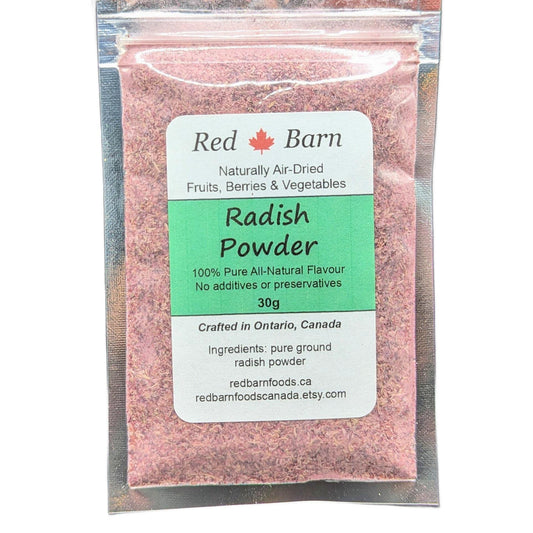 Pack of Red Barn Radish Powder with a clear packaging front