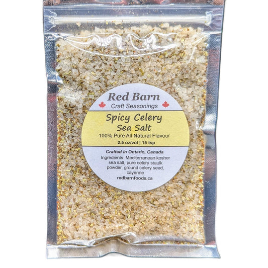 Packaged Red Barn Spicy Celery Sea Salt on a white background